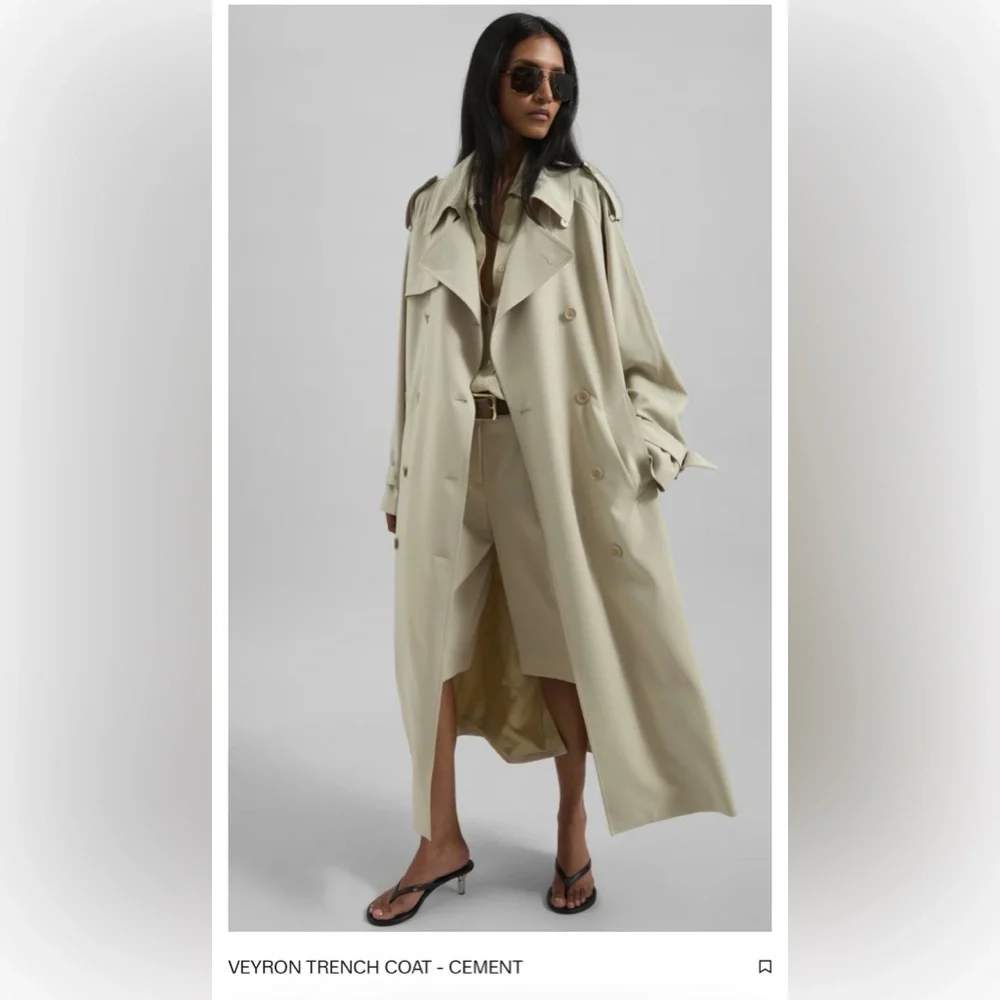 The Frankie Shop Veyron Belted Trench Coat in Cement - Picture 2 of 6